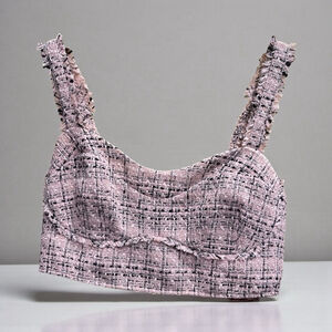 Women's Wild Fable Pink & Black Tweed Crop Top XXL